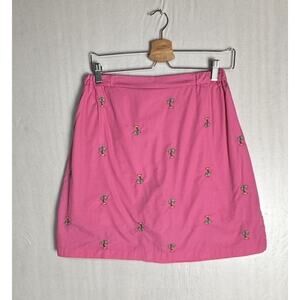 Vtg Y2K Eccobay Pink Palm Tree Embroidered Skort Preppy Tropical Mini Skirt Sz M